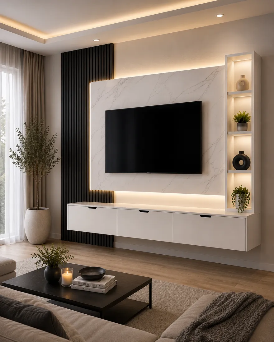Carrara Niche Floating Wall TV Unit, luxury wall-mounted TV unit by TVStands.co.za, South Africa