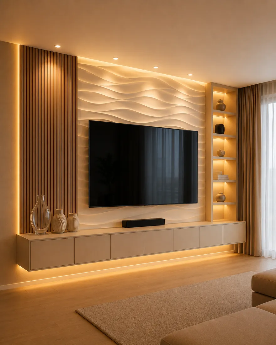 Cascade Wave Floating Wall TV Unit, modern wall-mounted TV unit by TVStands.co.za, South Africa