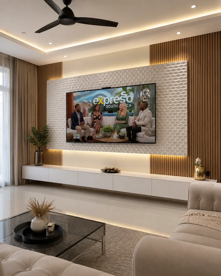 Honeycomb Lumina Floating Wall TV Unit, modern wall-mounted TV unit by TVStands.co.za, South Africa