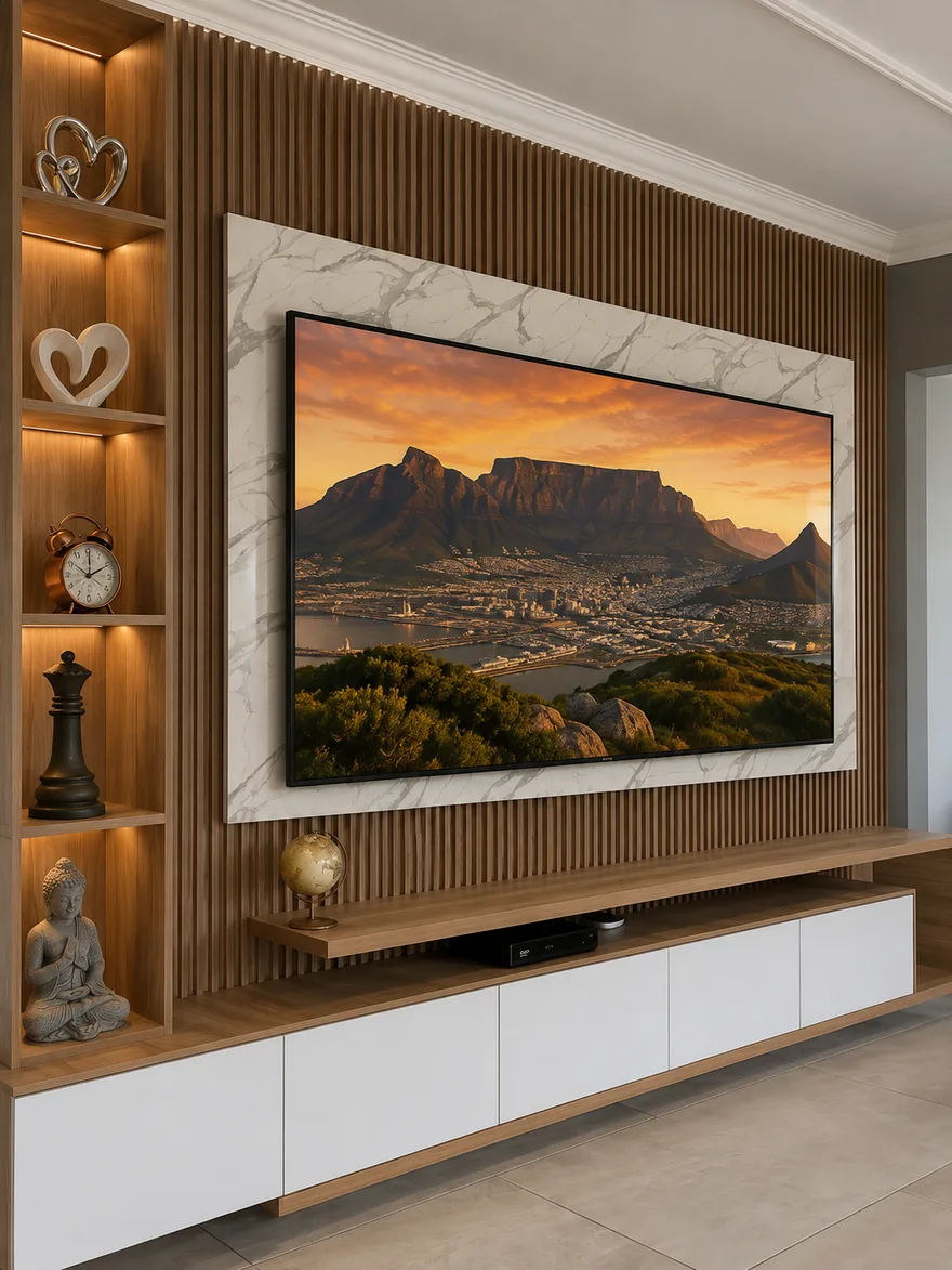 Karoo Timber Gallery Wall TV Unit, luxury wall-mounted TV unit by TVStands.co.za, South Africa