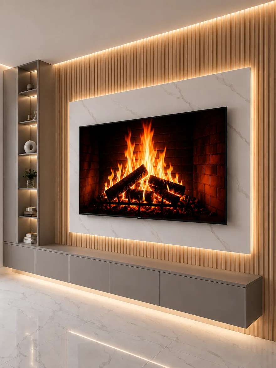 Savanna Glow Marble Wall TV Unit, luxury wall-mounted TV unit by TVStands.co.za, South Africa