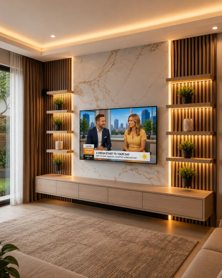 Verdant Marble Floating Wall TV Unit, contemporary wall-mounted TV unit by TVStands.co.za, South Africa